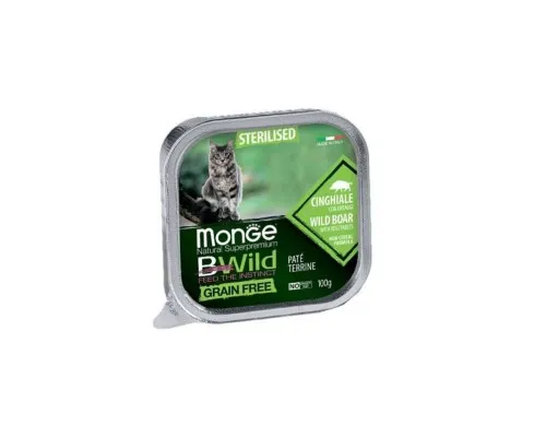 Паштет для котів Monge BWild Grain Free Wet Wild Boar Sterilised Cat 100 г (8009470012904)