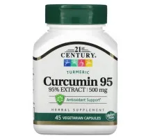 Травы 21st Century Куркумин 95, 500 мг, Curcumin 95, 45 вегетарианских капсул (CEN-22757)