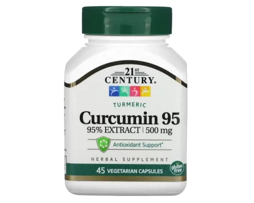 Трави 21st Century Куркумін 95, 500 мг, Curcumin 95, 45 вегетаріанських капсул (CEN-22757)