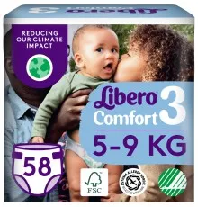 Подгузники Libero Comfort Размер 3 (5-9 кг) 58 шт (7322541756752)