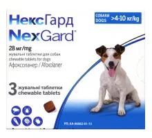 Таблетки для животных Boehringer Ingelheim Nexgard от блох и клещей для собак весом 4-10 кг 3х1.25 г (3661103042860)