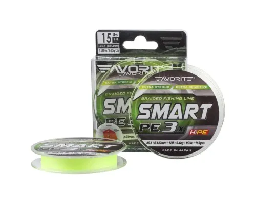 Шнур Favorite Smart PE 3x 150м 0.8/0.153mm 15lb/6.8kg Fl.Yellow (1693.10.57)