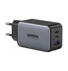 Зарядний пристрій Ugreen 3xUSB 65W GaN (2хUSB-C+USB-A) CD244 Grey (10335)