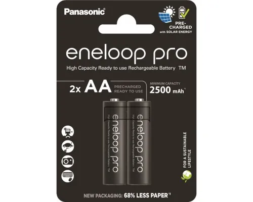 Аккумулятор Panasonic AA Eneloop 2500mAh Pro NI-MH * 2 (BK-3HCDE/2CP)