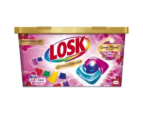 Капсули для прання Losk Power Caps Color Ароматерапія Ефірні масла та аромат Малазійської квітки 13 шт. (9000101803112)