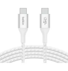 Дата кабель USB-C to USB-C 1.0m 240W white Belkin (CAB015BT1MWH)