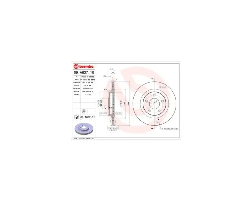 Гальмівний диск Brembo 09.A637.10