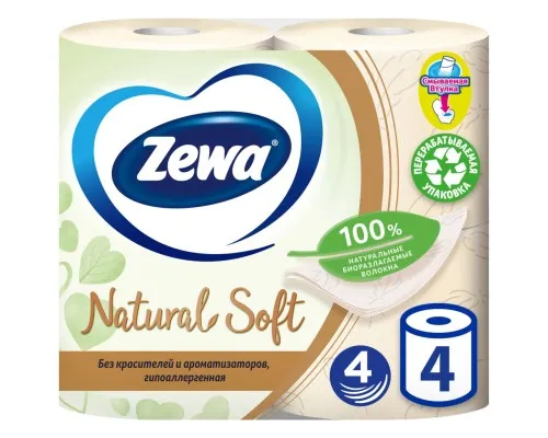 Туалетний папір Zewa Natural Soft 4 шари 4 рулони (7322541270043)