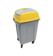 Контейнер для сміття Planet Household Hippo сірий з жовтим на колесах 70 л (6923)