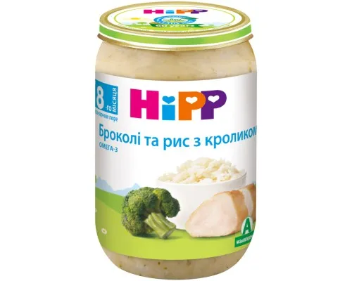 Дитяче пюре HiPP Броколі та рис з кроликом, 220 г (9062300110415)