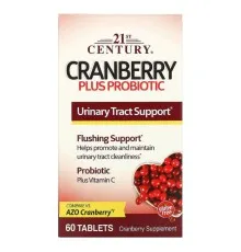 Трави 21st Century Журавлина з пробіотиком, Cranberry Plus Probiotic, 60 таблеток (CEN-27848)