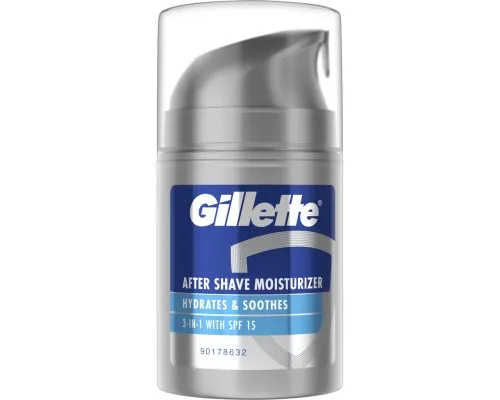 Бальзам после бритья Gillette 3 in 1 Hydrates & Soothes SPF+15 50 мл (8001090303929)