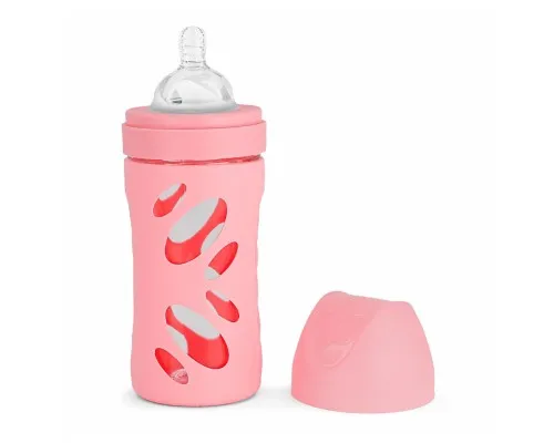 Пляшечка для годування Twistshake Pastel Pink 260 мл, скляна антикол. із силіконовою соскою (78582)