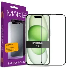 Стекло защитное MAKE Apple iPhone 15 (MGF-AI15)
