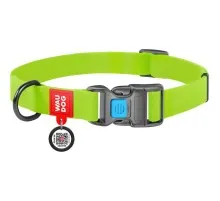 Нашийник для тварин WAUDOG Waterproof з QR паспортом Ш 15 мм Д 25-35 см салатовий (27395)
