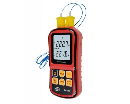 Термометр термопара Benetech цифровой двухканальный -250-1767°C (GM1312)