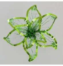 Елочная игрушка YES! Fun цветок пуансеттии Роскошь полупрозрачный зеленая, 23*23см (750302)