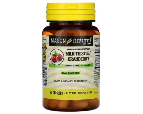 Трави Mason Natural Що очищає комплекс для печінки і нирок, Milk Thistle & Cranb (MAV-13515)