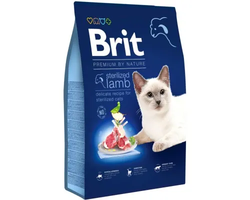 Сухой корм для кошек Brit Premium by Nature Cat Sterilized Lamb 8 кг (8595602553242)