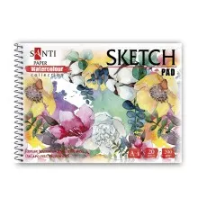 Альбом для малювання Santi А4 для акварелі Flowers, 20 аркушів (130499)