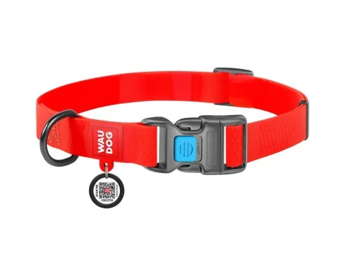 Нашийник для тварин WAUDOG Waterproof з QR паспортом Ш 15 мм Д 25-35 см червоний (27393)