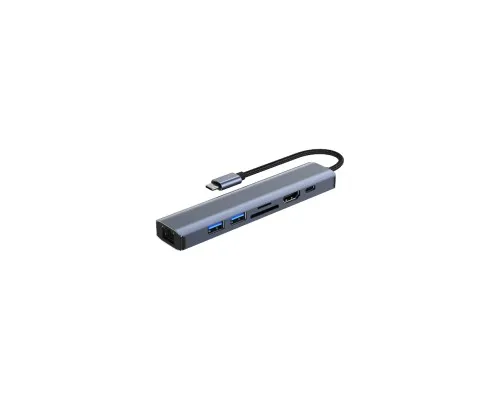 Концентратор Dynamode 7-in-1 USB-C to HDTV 4K/30Hz, 2хUSB3.0, RJ45, USB-C PD 100W, SD/MicroSD (BYL-2303)