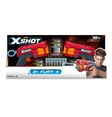 Іграшкова зброя Zuru X-Shot Red Швидкострільний бластер EXCEL FURY 4 2 PK (3 банки, 16 патронів) (36329R)