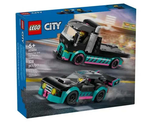 Конструктор LEGO City Автомобіль для перегонів й автовоз 328 деталей (60406)