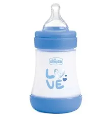 Пляшечка для годування Chicco Perfect 5 Love із силіконовою соскою 0+ міс. 150 мл Блакитна (20211.21.40)