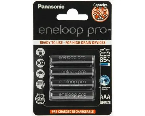 Аккумулятор Panasonic Eneloop Pro AAA 930 mAh NI-MH * 4 (BK-4HCDE/4BE)