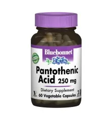 Вітамін Bluebonnet Nutrition Пантотенова кислота (B5) 250мг, 60 гелевих капсул (BLB0468)