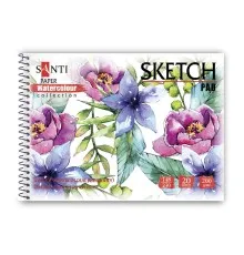 Альбом для малювання Santi А5 для акварелі Flowers, 20 аркушів (130497)