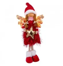 Новорічна фігурка Novogod`ko Дівчинка Янгол в червоному, 58 см, LED крильця (974640)