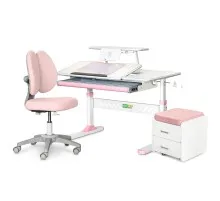 Парта с креслом ErgoKids (L) Pink + тумба (TH-320 + Y-412 Lite + BD C3_PINK)