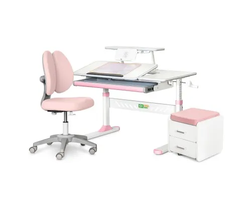 Парта з кріслом ErgoKids (L) Pink + тумба (TH-320 + Y-412 Lite + BD C3_PINK)