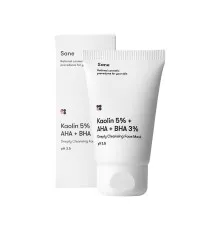Маска для обличчя Sane Kaolin 5% + AHA + BHA 3% Deeply Cleansing Face Mask З каоліном та саліциловою кислотою 40 мл (4820266830229)