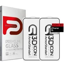 Скло захисне Armorstandart Icon 3D iPhone 15 Black 2pcs (ARM74272)