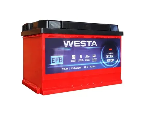 Акумулятор автомобільний Westa 6CT-78 А RED EFB