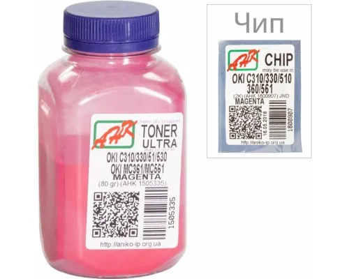 Тонер OKI C310/330/510, 80г Magenta+chip AHK (1505339)