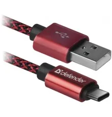 Дата кабель USB 2.0 AM to Type-C 1.0m USB09-03T PRO red Defender (87813)