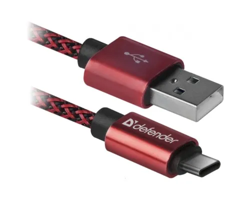 Дата кабель USB 2.0 AM to Type-C 1.0m USB09-03T PRO red Defender (87813)