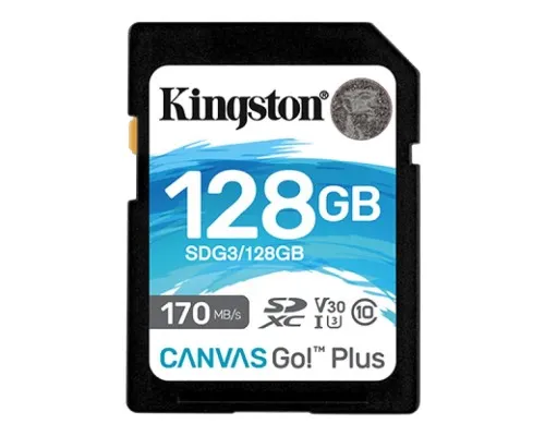 Карта памяті Kingston 128GB SDXC class 10 UHS-I U3 Canvas Go Plus (SDG3/128GB)