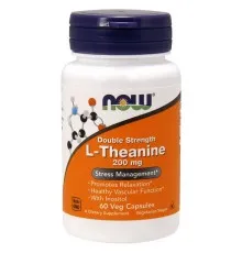 Амінокислота Now Foods L-Теанін, L-Theanine, Double Strength, 200 мг, 60 вегетаріан (NOW-00147)