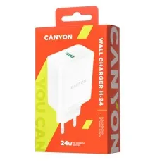 Зарядний пристрій Canyon Wall charger with 1*USB, QC3.0 24W (CNE-CHA24W)