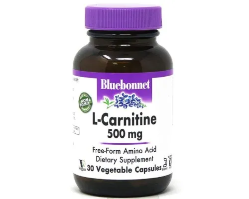Вітамінно-мінеральний комплекс Bluebonnet Nutrition L-Карнітин 500 мг, L-Carnitin, 30 вегетаріанських капсул (BLB0032)