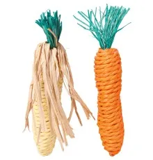 Игрушка для грызунов Trixie Морковь + Кукуруза 15 см оранжево-бежевая (4011905061924)