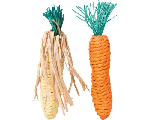 Іграшка для гризунів Trixie Морква + Кукурудза 15 см жовтогарячо-бежева (4011905061924)