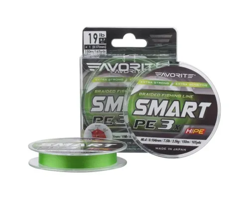 Шнур Favorite Smart PE 3x 150м 0.2/0.076mm 4lb/1.9kg Light Green (1693.10.61)