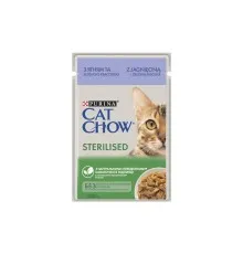 Влажный корм для кошек Purina Cat Chow Sterilised с ягненком и зеленой фасолью в желе 85г (7613037025484)