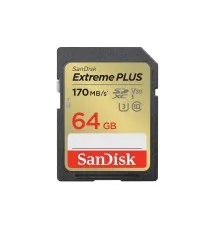 Карта пам'яті SanDisk 64GB SD class 10 UHS-I Extreme PLUS (SDSDXW2-064G-GNCIN)
